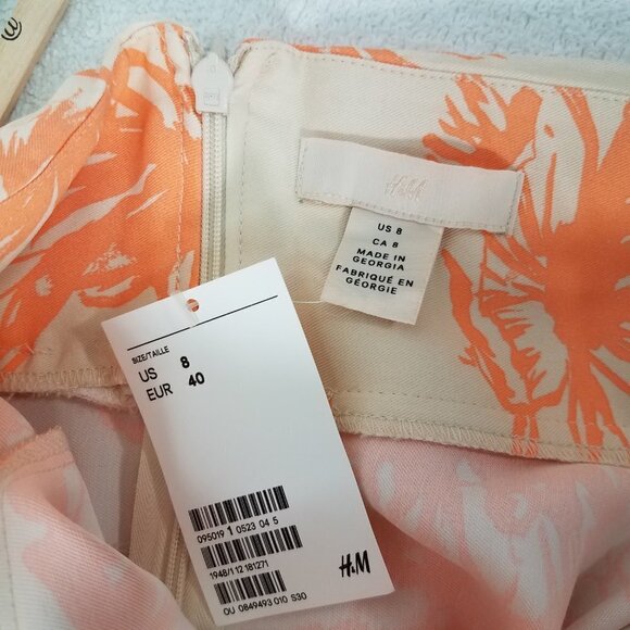 NEW H&M Size 8 Long Maxi Floral Skirt in Beige/Orange NWT - Picture 5 of 9